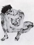 Egon Schiele Crouching figure oil painting artist
